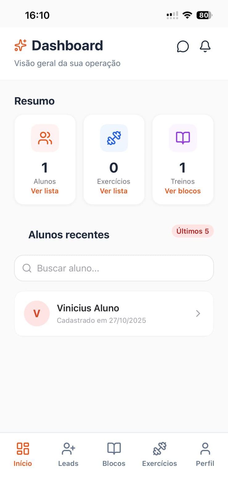 Dashboard do personal no Reavit